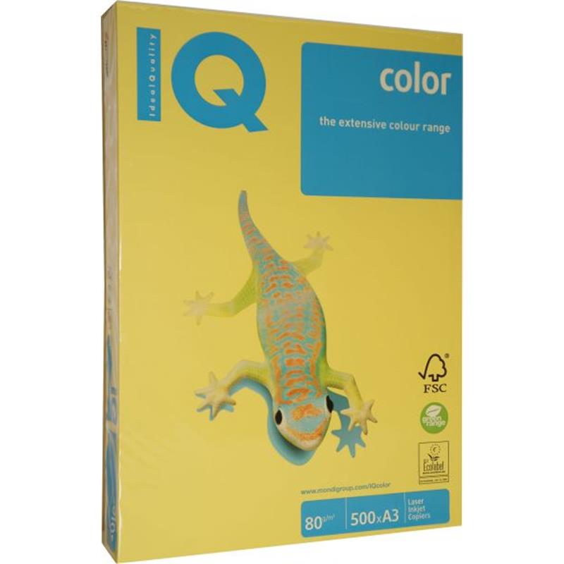 Бумага цветная iq Color A3 80г/м 500л sy39 канар желт (9003974402932)